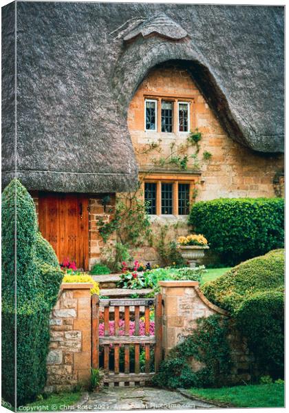 Chipping Campden, thatched cottage Canvas Print by Chris Rose