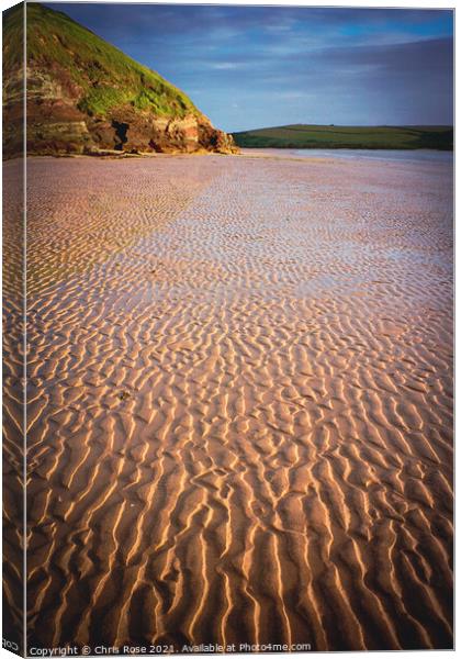 Daymer Bay beach, sand ripples Canvas Print by Chris Rose
