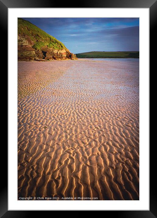 Daymer Bay beach, sand ripples Framed Mounted Print by Chris Rose