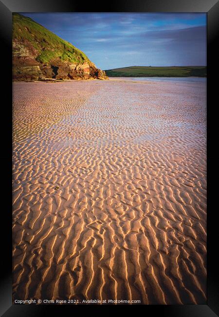 Daymer Bay beach, sand ripples Framed Print by Chris Rose