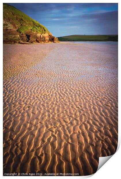 Daymer Bay beach, sand ripples Print by Chris Rose