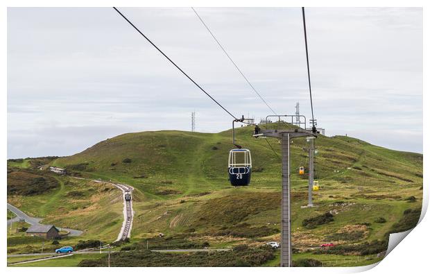 Cable cars on the Great Orme Print by Jason Wells
