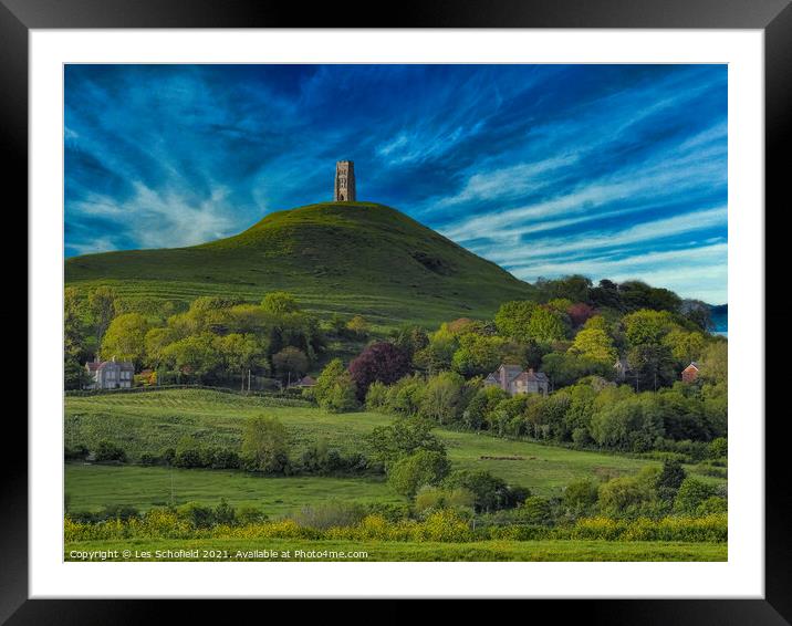 Glastonbury Tor Framed Mounted Print by Les Schofield