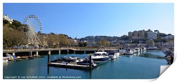 Torquay Harbour Print by Les Schofield