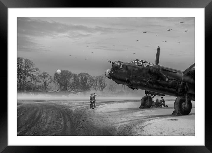 Time to go: Lancasters on dispersal B&W version Framed Mounted Print by Gary Eason