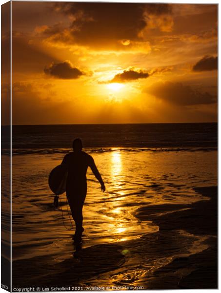 The Surfer Canvas Print by Les Schofield