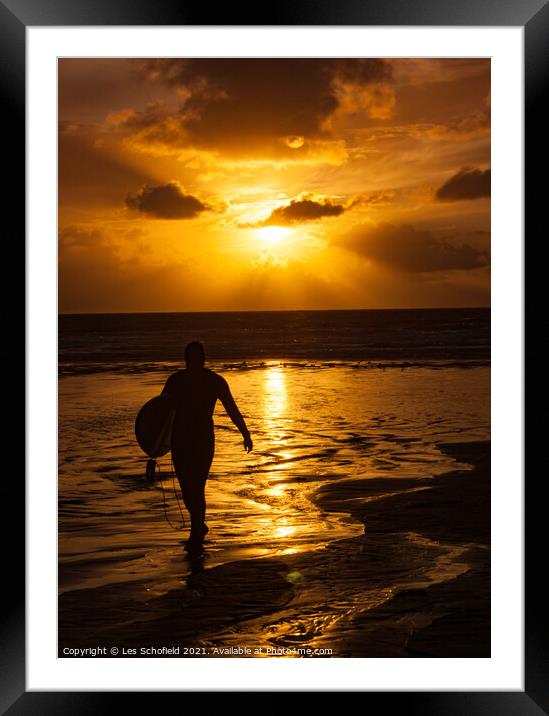 The Surfer Framed Mounted Print by Les Schofield
