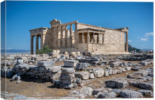 The Erechtejon at the Acropolis of Athens. Canvas Print by Chris North