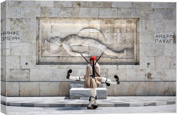 Monument of the Unknown Soldier in front of the Hellenic Parliam Canvas Print by Chris North