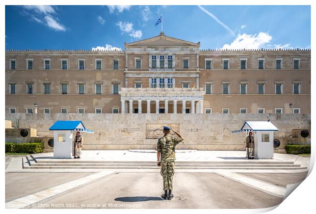 Monument of the Unknown Soldier in front of the Hellenic Parliam Print by Chris North