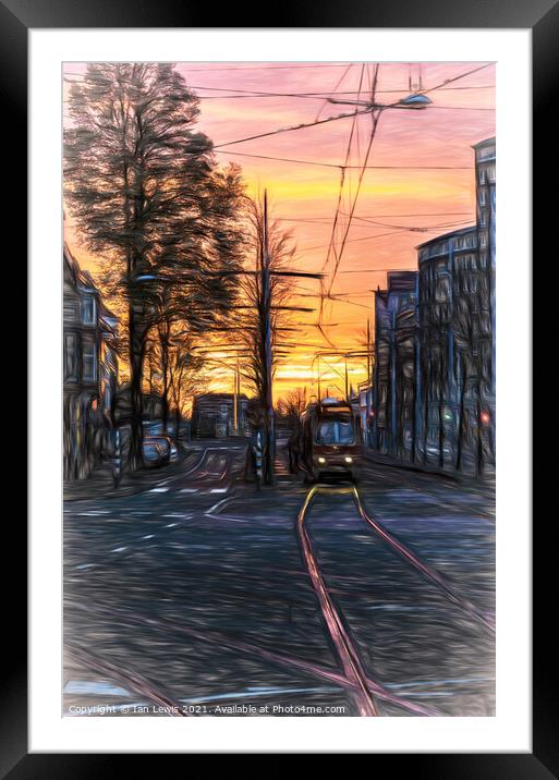 Early Morning Tram digital art Framed Mounted Print by Ian Lewis
