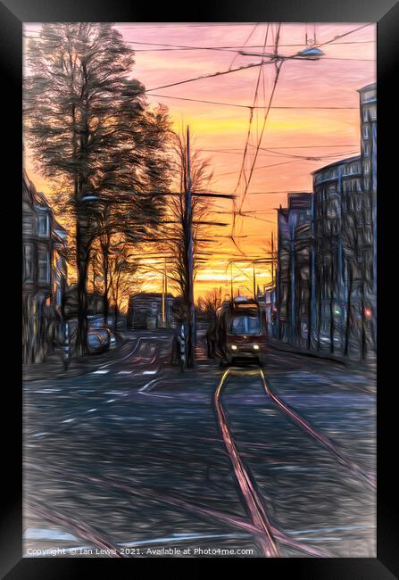 Early Morning Tram digital art Framed Print by Ian Lewis