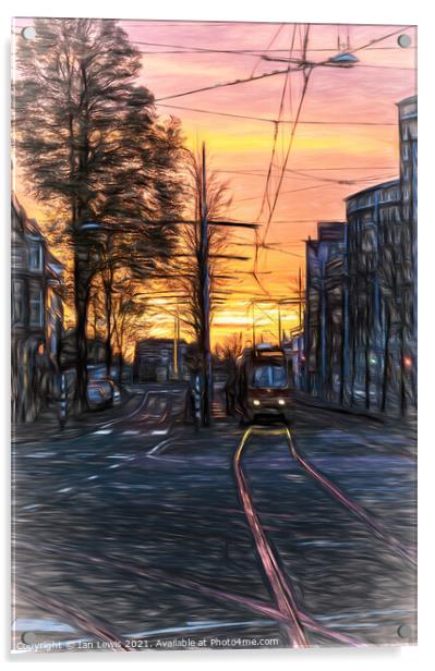 Early Morning Tram digital art Acrylic by Ian Lewis