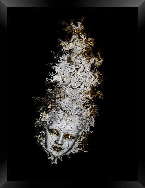 The fractured mask Framed Print by Julia Watkins