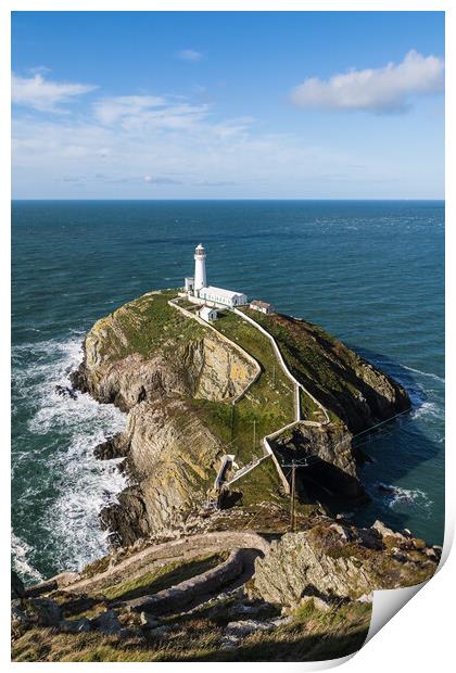 Looking down on South Stack Lighthouse Print by Jason Wells
