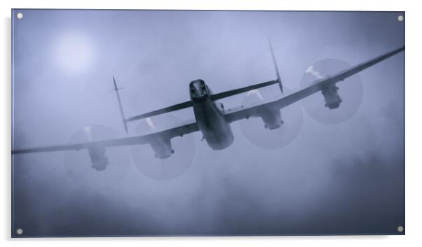 Lancaster Bomber Through The Clouds Acrylic by J Biggadike