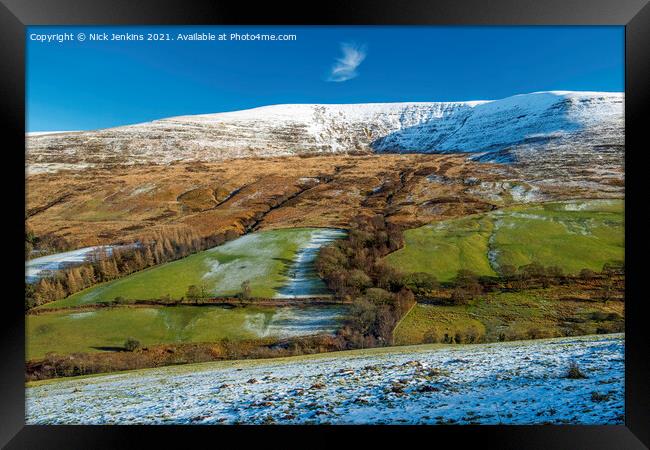 Pen Milan Brecon Beacons National Park in Winter Framed Print by Nick Jenkins
