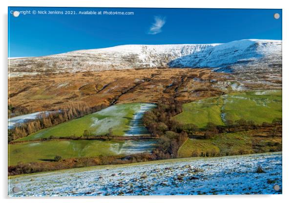 Pen Milan Brecon Beacons National Park in Winter Acrylic by Nick Jenkins