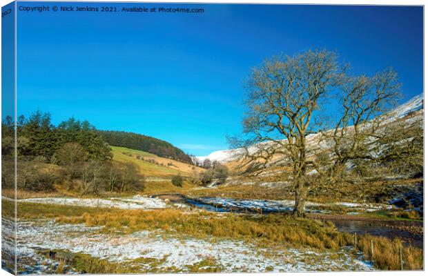 Nant Crew Brecon Beacons in Winter  Canvas Print by Nick Jenkins