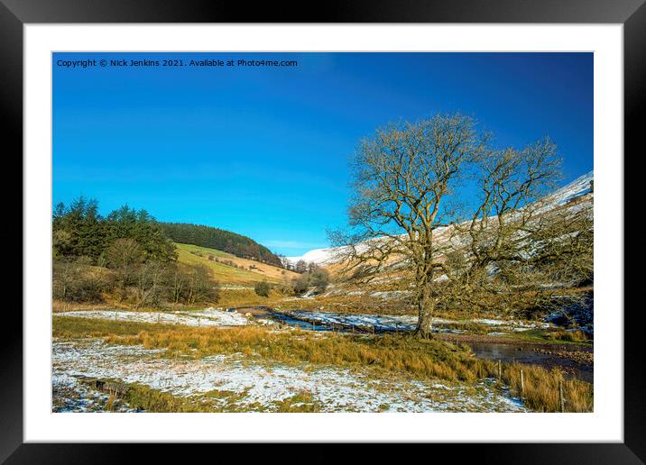 Nant Crew Brecon Beacons in Winter  Framed Mounted Print by Nick Jenkins