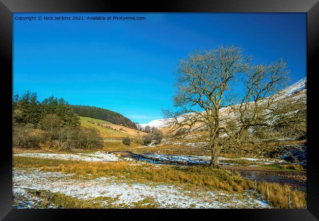 Nant Crew Brecon Beacons in Winter  Framed Print by Nick Jenkins