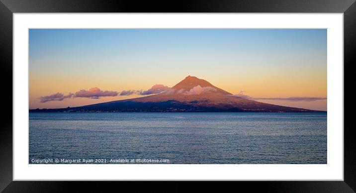 Fiery Sky over Pico Island Framed Mounted Print by Margaret Ryan