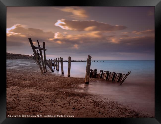 Norfolk beach at sunset  Framed Print by Gail Johnson