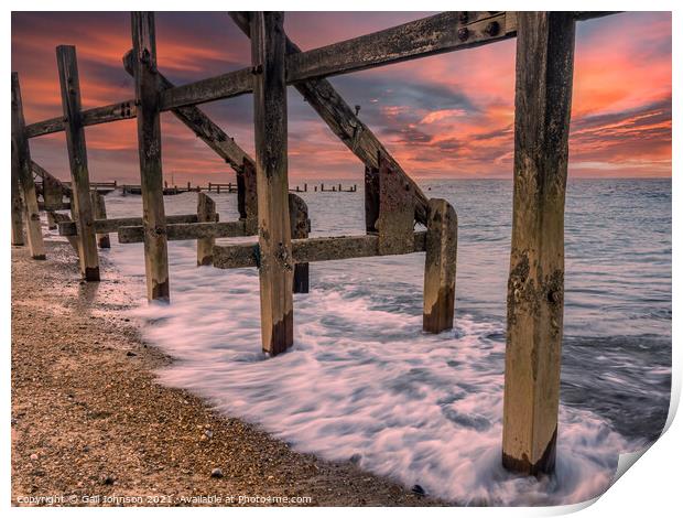 Norfolk beach at sunset  Print by Gail Johnson