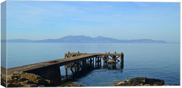 Portencross jetty and Isle of Arran Canvas Print by Allan Durward Photography