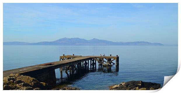 Portencross jetty and Isle of Arran Print by Allan Durward Photography