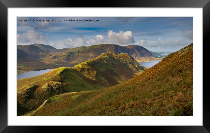 View of Rannerdale Knotts and Crummock Water Lake  Framed Mounted Print by Greg Marshall