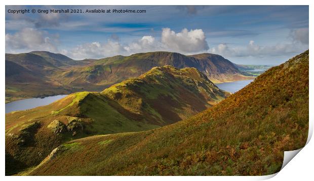 View of Rannerdale Knotts and Crummock Water Lake  Print by Greg Marshall