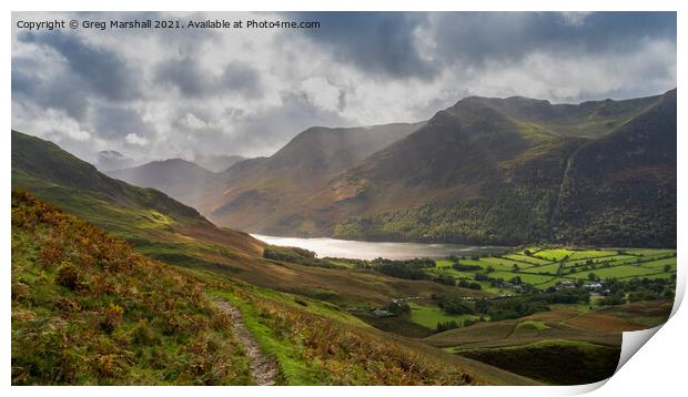 Sun dappling over Buttermere, The Lake District Print by Greg Marshall