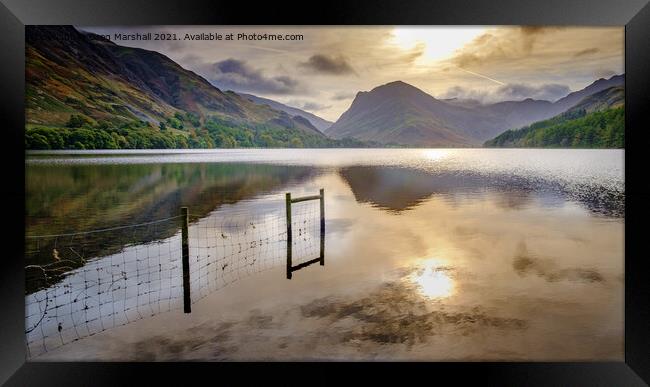 Buttermere Sunrise stillness Lake District Framed Print by Greg Marshall