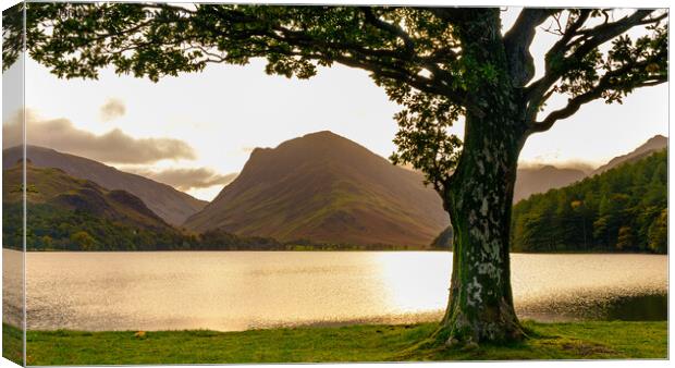 Buttermere with Fleetwith Pike at Sunrise Lake District Canvas Print by Greg Marshall
