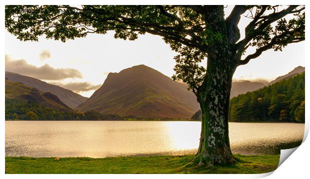 Buttermere with Fleetwith Pike at Sunrise Lake District Print by Greg Marshall