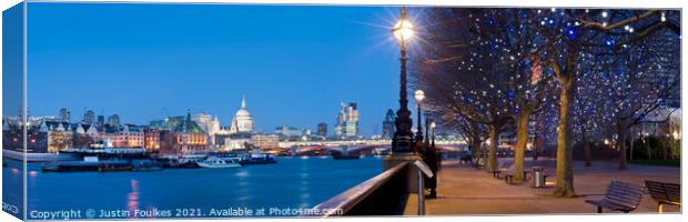 St Paul's Cathedral and the City from The South Bank, London Canvas Print by Justin Foulkes