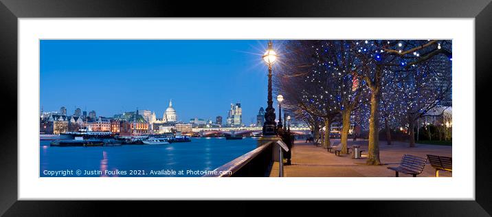 St Paul's Cathedral and the City from The South Bank, London Framed Mounted Print by Justin Foulkes
