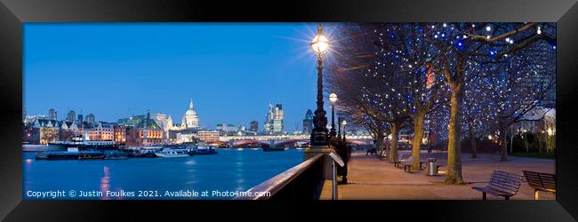 St Paul's Cathedral and the City from The South Bank, London Framed Print by Justin Foulkes