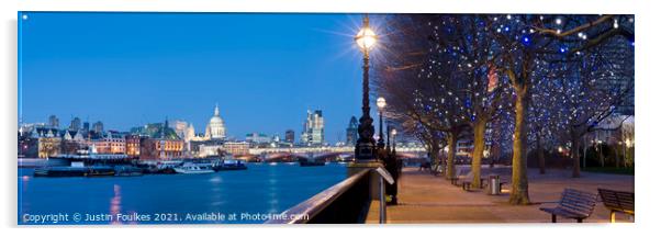 St Paul's Cathedral and the City from The South Bank, London Acrylic by Justin Foulkes