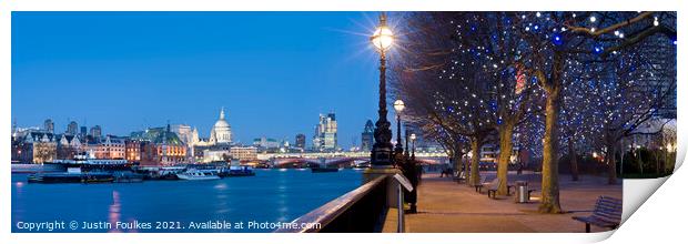 St Paul's Cathedral and the City from The South Bank, London Print by Justin Foulkes