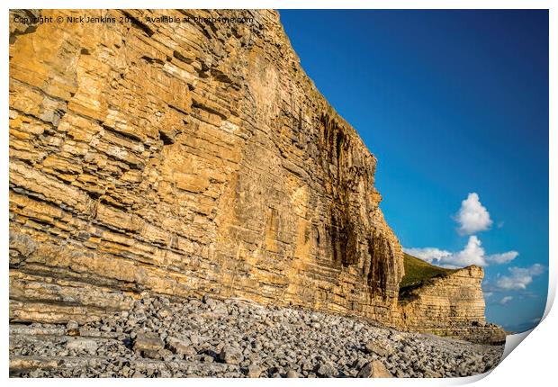 Glamorgan Heritage Coast Cliffs at Cwm Nash Beach Print by Nick Jenkins