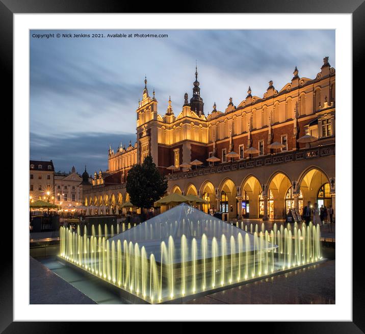 The Market Square in Krakow Poland in the Evening Framed Mounted Print by Nick Jenkins