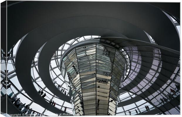 Interior of German Reichstag Parliament glass structure building Canvas Print by Luis Pina