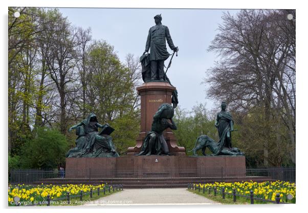 Statue at Bismarck Nationaldenkmal Memorial in the Berlin Tiergarten Acrylic by Luis Pina