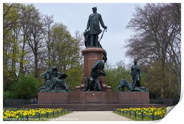 Statue at Bismarck Nationaldenkmal Memorial in the Berlin Tiergarten Print by Luis Pina