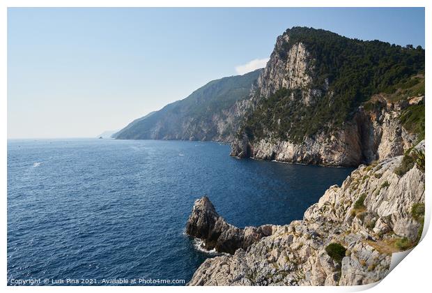 View of Saint Peter Church to Grotta di Lord Byron Cave in Portovenere Print by Luis Pina
