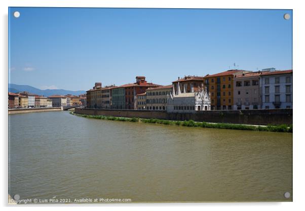 View of Pisa and Arno River from Ponte della Cittadella bridge Acrylic by Luis Pina