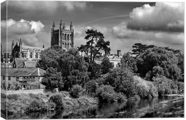 Hereford Cathedral from the River Wye Canvas Print by Joyce Storey
