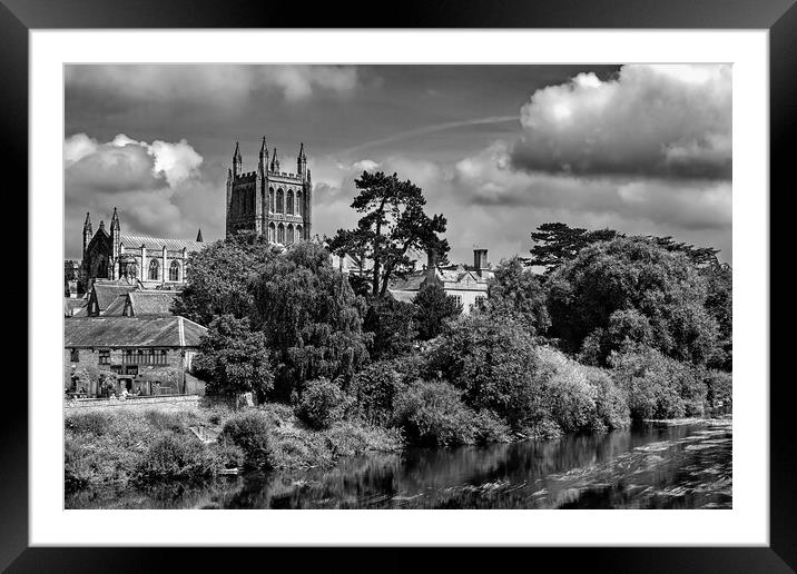 Hereford Cathedral from the River Wye Framed Mounted Print by Joyce Storey